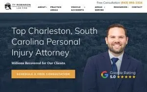 Ty Robinson Personal Injury & Car Accident Law Firm Charleston website