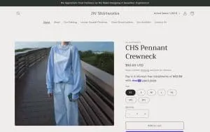J W Shirtworks website