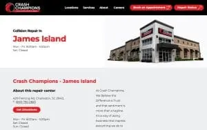 Crash Champions Collision Repair James Island website