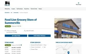 Food Lion of Summerville website
