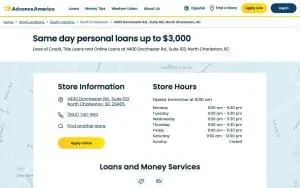 Advance America of North Charleston website