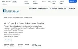 MUSC Health Kiawah Partners Pavilion website