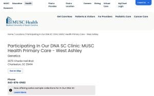 Participating In Our DNA SC Clinic: MUSC Health Primary Care – West Ashley