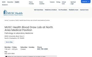 MUSC Health Blood Draw Lab at North Area Medical Pavilion
