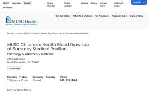 MUSC Children's Health Blood Draw Lab at Summey Medical Pavilion