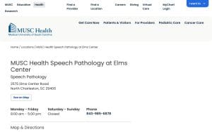 MUSC Health Speech Pathology at Elms Center