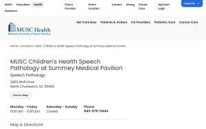 MUSC Children’s Health Speech Pathology at Summey Medical Pavilion