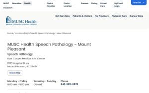 MUSC Health Speech Pathology - Mount Pleasant