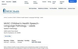 MUSC Children's Health Speech-Language Pathology - Leeds