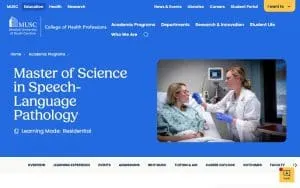 Musc Speech Language Pathology website