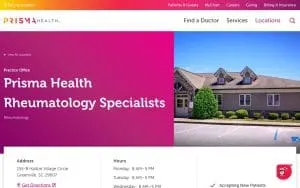 Prisma Health Center for Comprehensive Pain Management of Greenville website