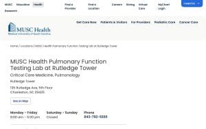 MUSC Health Pulmonary Function Testing Lab at Rutledge Tower