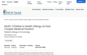 MUSC Children's Health Allergy at East Cooper Medical Pavilion