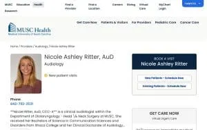Nicole Ashley Ritter, AuD website