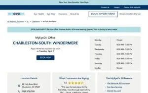 MyEyeDr. of Charleston website