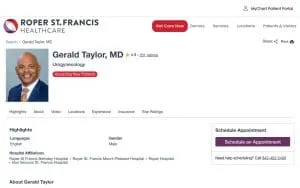 Gerald Taylor, MD of Mt Pleasant website