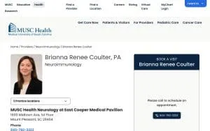 Brianna Coulter, PA website