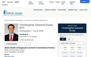 Christopher Edward Gross, MD of Charleston website