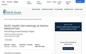 MUSC Health Dermatology at Nexton Medical Park website