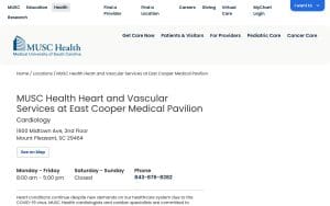 MUSC Health Heart and Vascular Services at East Cooper Medical Pavilion