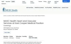 MUSC Health Heart and Vascular Services at East Cooper Medical Pavilion website