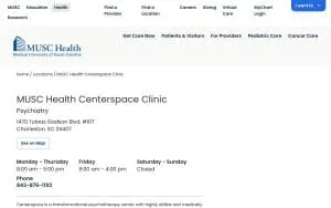 MUSC Health Centerspace Clinic website
