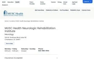 MUSC Health Neurologic Rehabilitation Institute website