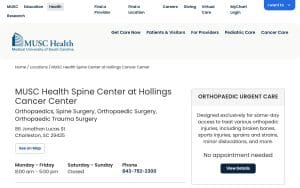 MUSC Health Spine Center at Hollings Cancer Center
