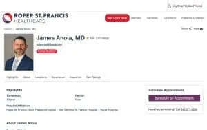 James F. Anoia, MD website