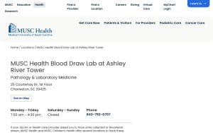 MUSC Health Blood Draw Lab at Ashley River Tower