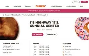 Dunkin' of North Myrtle Beach website