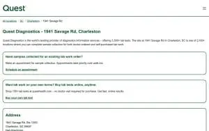 Quest Diagnostics of Charleston website