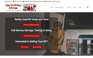 Tippy Toe RV Sales and Storage website