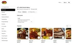 KC's Rib Shack website