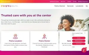 Prisma Health Corporate Support Services website