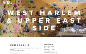 VITAL Climbing Gym - Upper East website