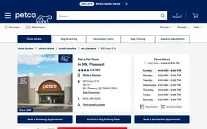 Petco of Mt Pleasant website
