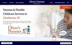 Oliver's Nannies Charleston website